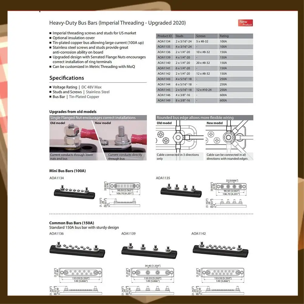 4 Terminals 150A Heavy Duty Bus Bar Power Distribution Block Car Auto Truck Busbar Terminal Block For Yacht Ship-AA85
4 Terminals 150A Heavy Duty Bus Bar Power Distribution Block Car Auto Truck Busbar Terminal Block For Yacht Ship-AA85