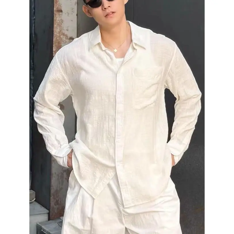 Lightweight Cotton Linen Sun Protection Open Cardigan Set Men's Long Sleeve Shirt And Five-Quarter Short Two-Piece Set Trendy
Lightweight Cotton Linen Sun Protection Open Cardigan Set Men's Long Sleeve Shirt And Five-Quarter Short Two-Piece Set Trendy