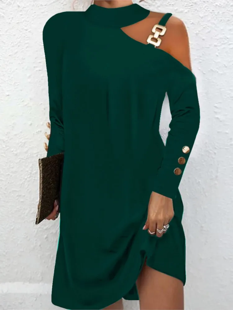 2025 Women's Dress Long Sleeve Shift Dregss Spring Elegant Simple Metal Buckle Halter Neck Button Dress Women's Work Mini Dress
2025 Women's Dress Long Sleeve Shift Dregss Spring Elegant Simple Metal Buckle Halter Neck Button Dress Women's Work Mini Dress