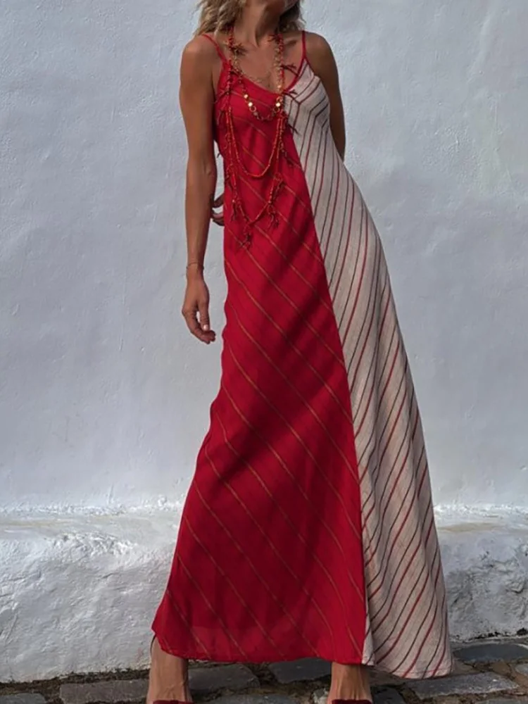 Summer Women Backless Print Maxi Dress, Spaghetti Strap Fashion Patchwork Party Dress, 2025 Sleeveless Simple Chic Ladies Dress
Summer Women Backless Print Maxi Dress, Spaghetti Strap Fashion Patchwork Party Dress, 2025 Sleeveless Simple Chic Ladies Dress