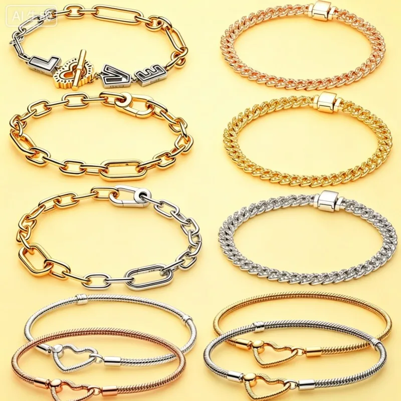 S925 Silver New Cuban Chain Snake Bone Bracelet Basic Chain DIY Double Splicing Gold Love Fashion Simple Love Jewelry
S925 Silver New Cuban Chain Snake Bone Bracelet Basic Chain DIY Double Splicing Gold Love Fashion Simple Love Jewelry