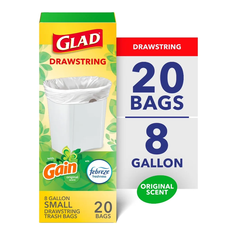Drawstring Scented Trash Bags 8 Gallon Medium Size Fresh Gain Original Scent with Febreze Freshness for Kitchen Bathroom Office Home Use Odor Control Leak Proof Strong and Durable Wastebasket Liners Small Trash Can Bags
Drawstring Scented Trash Bags 8 Gallon Medium Size Fresh Gain Original Scent with Febreze Freshness for Kitchen Bathroom Office Home Use Odor Control Leak Proof Strong and Durable Wastebasket Liners Small Trash Can Bags