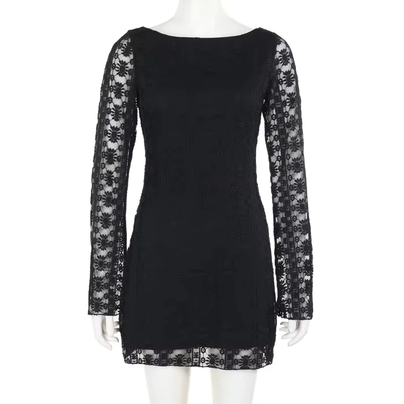 Fashion Knitted Lace Black Dresses Sexy Long Sleeve Mini Women's Dress Fashion Y2K Clothing Trends 2025
Fashion Knitted Lace Black Dresses Sexy Long Sleeve Mini Women's Dress Fashion Y2K Clothing Trends 2025