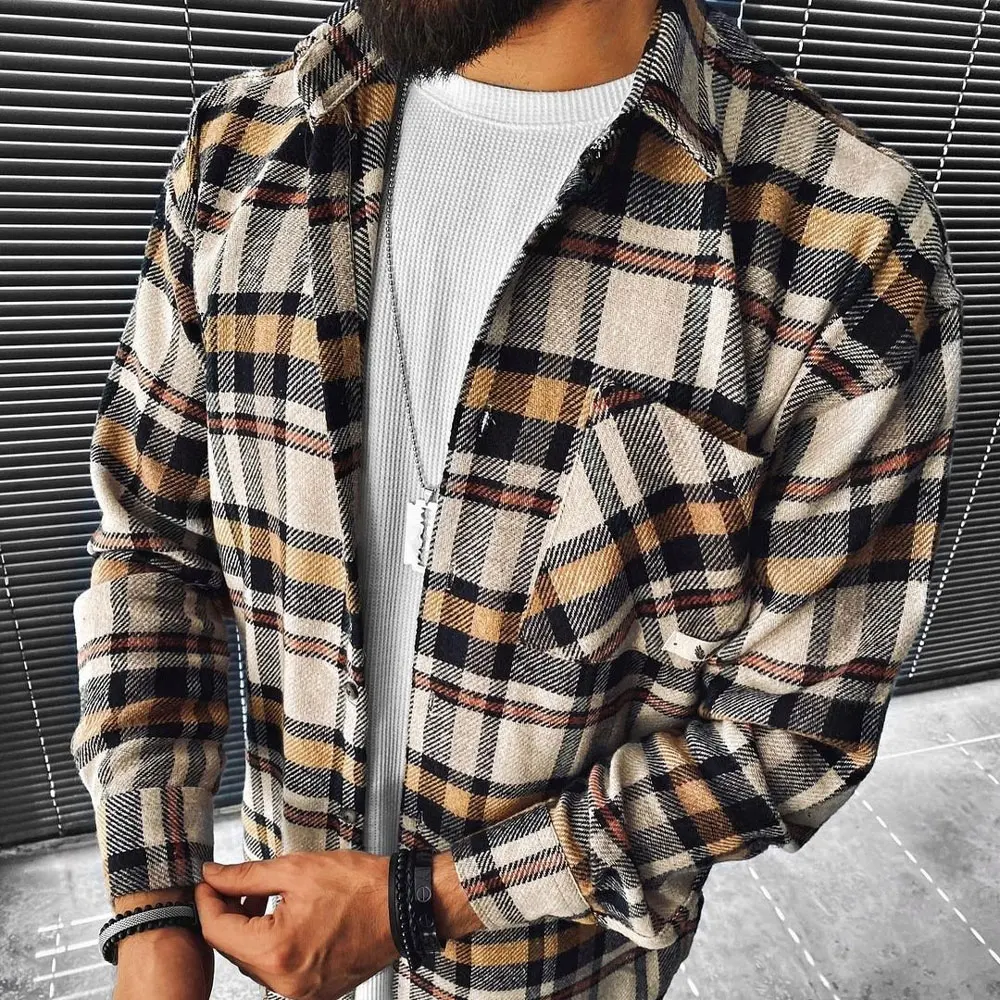 Spring Autumn Plaid Cotton Jackets Mens Classic Plaid Button Lapel Vintage Jacket Long Sleeve Shirt Jacket Casual Outerwear Coat
Spring Autumn Plaid Cotton Jackets Mens Classic Plaid Button Lapel Vintage Jacket Long Sleeve Shirt Jacket Casual Outerwear Coat