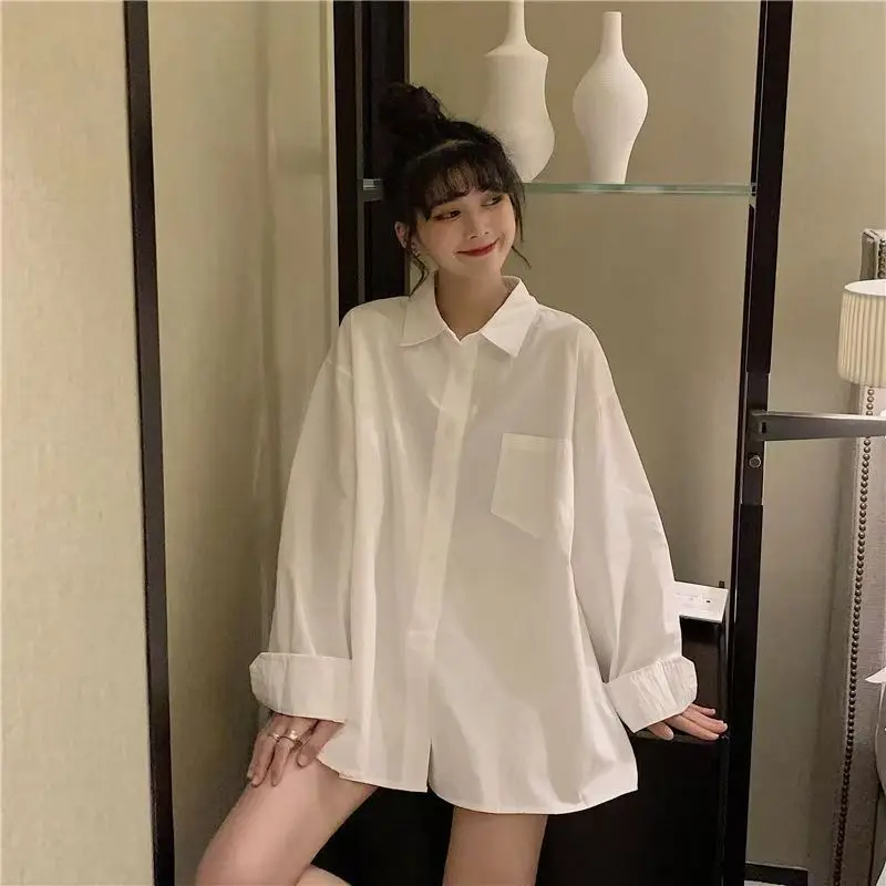 White Long Sleeve Loose Women's Shirt 2026 New Style Inner Wear Outer Wear Student Casual Spring Autumn Base Layer Top
White Long Sleeve Loose Women's Shirt 2026 New Style Inner Wear Outer Wear Student Casual Spring Autumn Base Layer Top