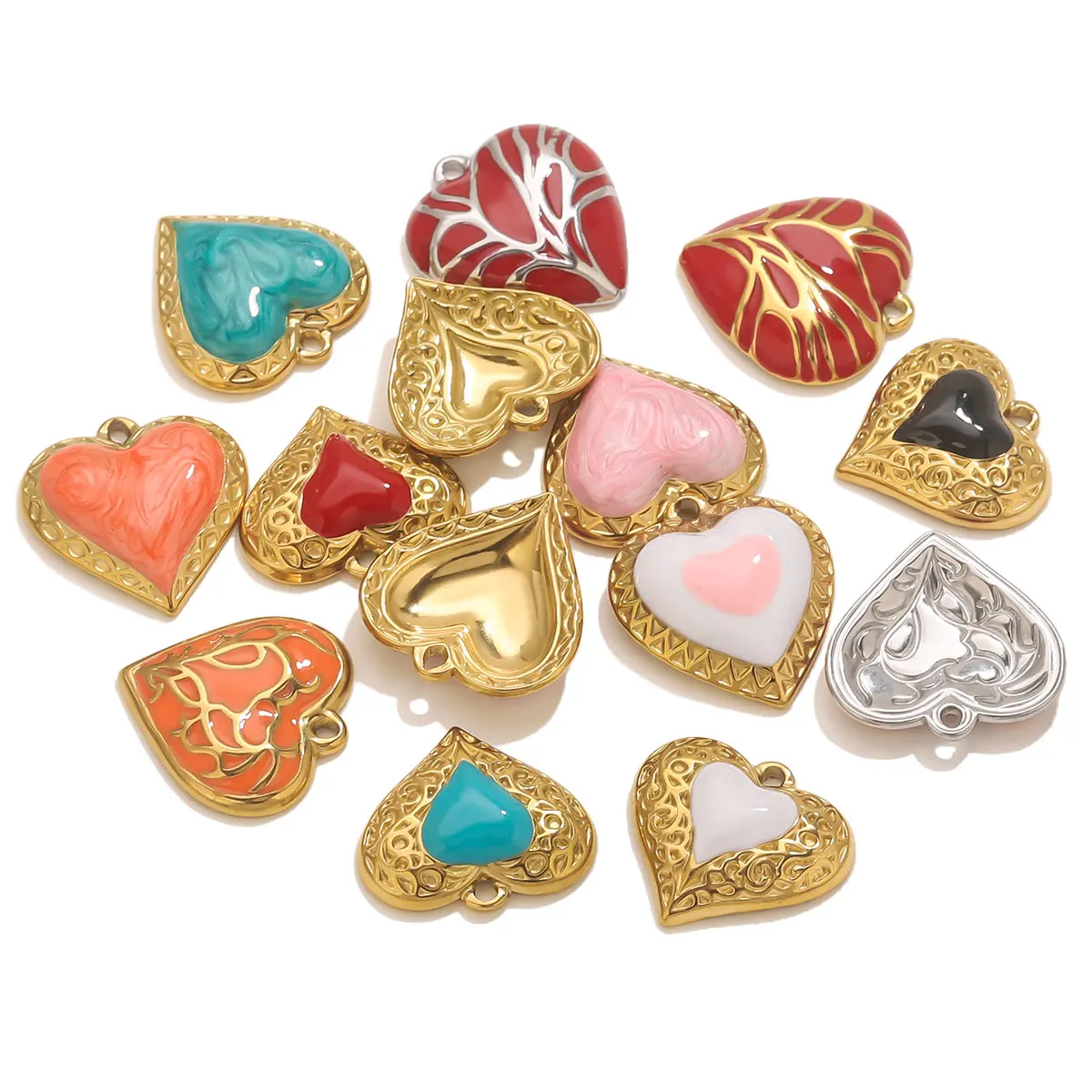 4 PCS Stainless Steel Enamel Heart Pendants Making Jewelry Love Pendants DIY Earrings Necklace Connectors Jewelry Accessories 
4 PCS Stainless Steel Enamel Heart Pendants Making Jewelry Love Pendants DIY Earrings Necklace Connectors Jewelry Accessories