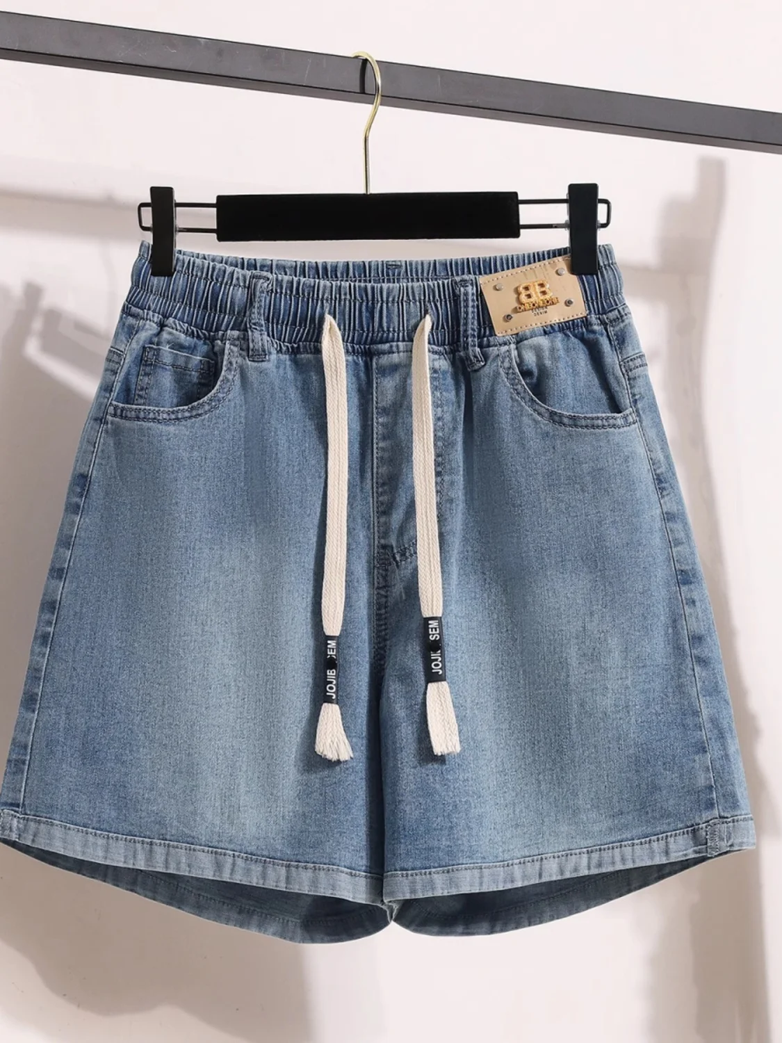 Summer plus Size Women's Loose Fit Elastic Waist Denim orts High Waist Blue Thin Jeans Fabric Wide Leg Pants ort Length 
Summer plus Size Women's Loose Fit Elastic Waist Denim orts High Waist Blue Thin Jeans Fabric Wide Leg Pants ort Length