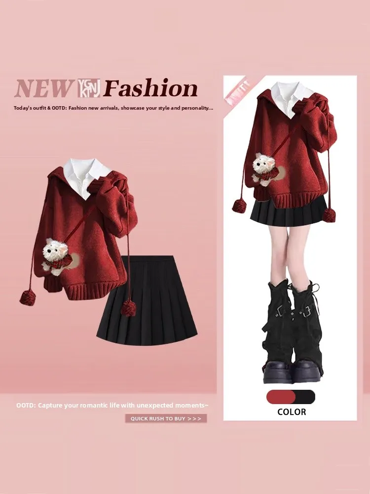 New Year Red Hooded Fleece Sweatshirt Set Zodiac Year Shirt Jacket Skirt Casual Style Winter Collection Women's Fashion
New Year Red Hooded Fleece Sweatshirt Set Zodiac Year Shirt Jacket Skirt Casual Style Winter Collection Women's Fashion
