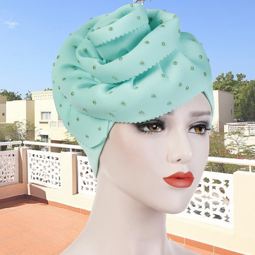 New Muslim Hat Beanie Beaded Turban Hijab Female Big Flower Chemo Cap Bonnet Female Party Headpiece African Auto Gele Headtie
New Muslim Hat Beanie Beaded Turban Hijab Female Big Flower Chemo Cap Bonnet Female Party Headpiece African Auto Gele Headtie