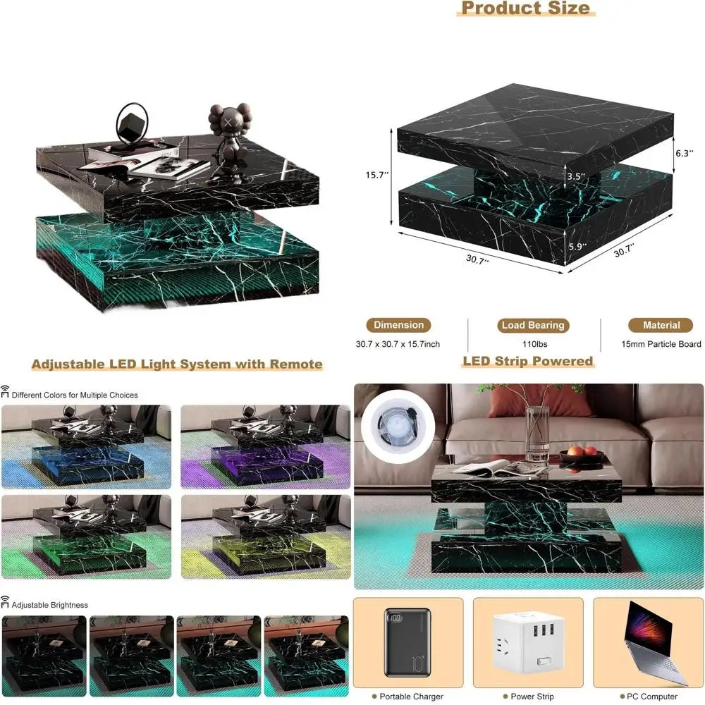 Contemporary 2-Tier Square Coffee Table with Storage for Living Room and Dining Area
Contemporary 2-Tier Square Coffee Table with Storage for Living Room and Dining Area