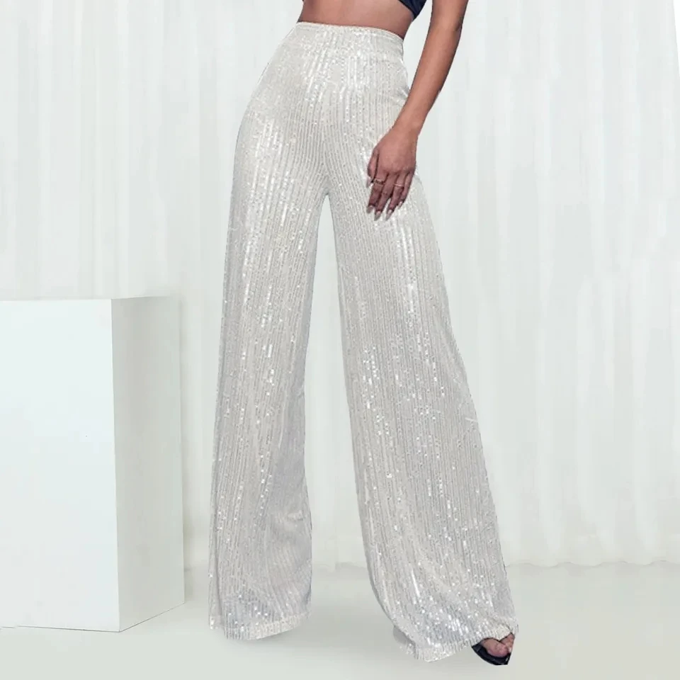 Women's Fashion Sequined Pants Sparkling High Waisted Wide Leg Pants Casual Flared Pants Nightclub Loose Straight Leg Trousers
Women's Fashion Sequined Pants Sparkling High Waisted Wide Leg Pants Casual Flared Pants Nightclub Loose Straight Leg Trousers