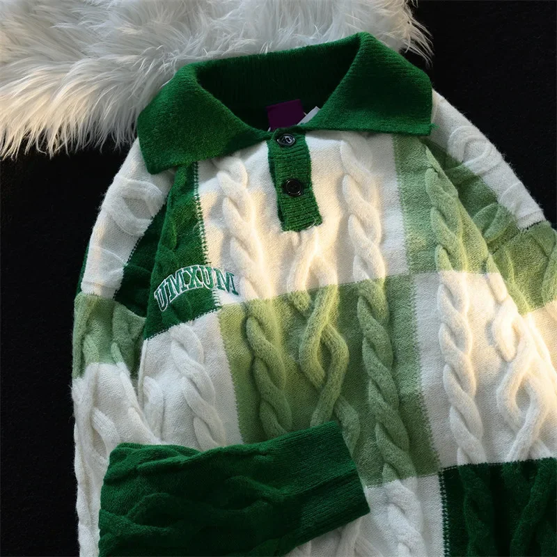 HOUZHOU Vintage Plaid Green Knitted Sweater Men Checked Pullover Y2K Blue Sweaters Men's Winter Harajuku Japanese Streetwear
HOUZHOU Vintage Plaid Green Knitted Sweater Men Checked Pullover Y2K Blue Sweaters Men's Winter Harajuku Japanese Streetwear
