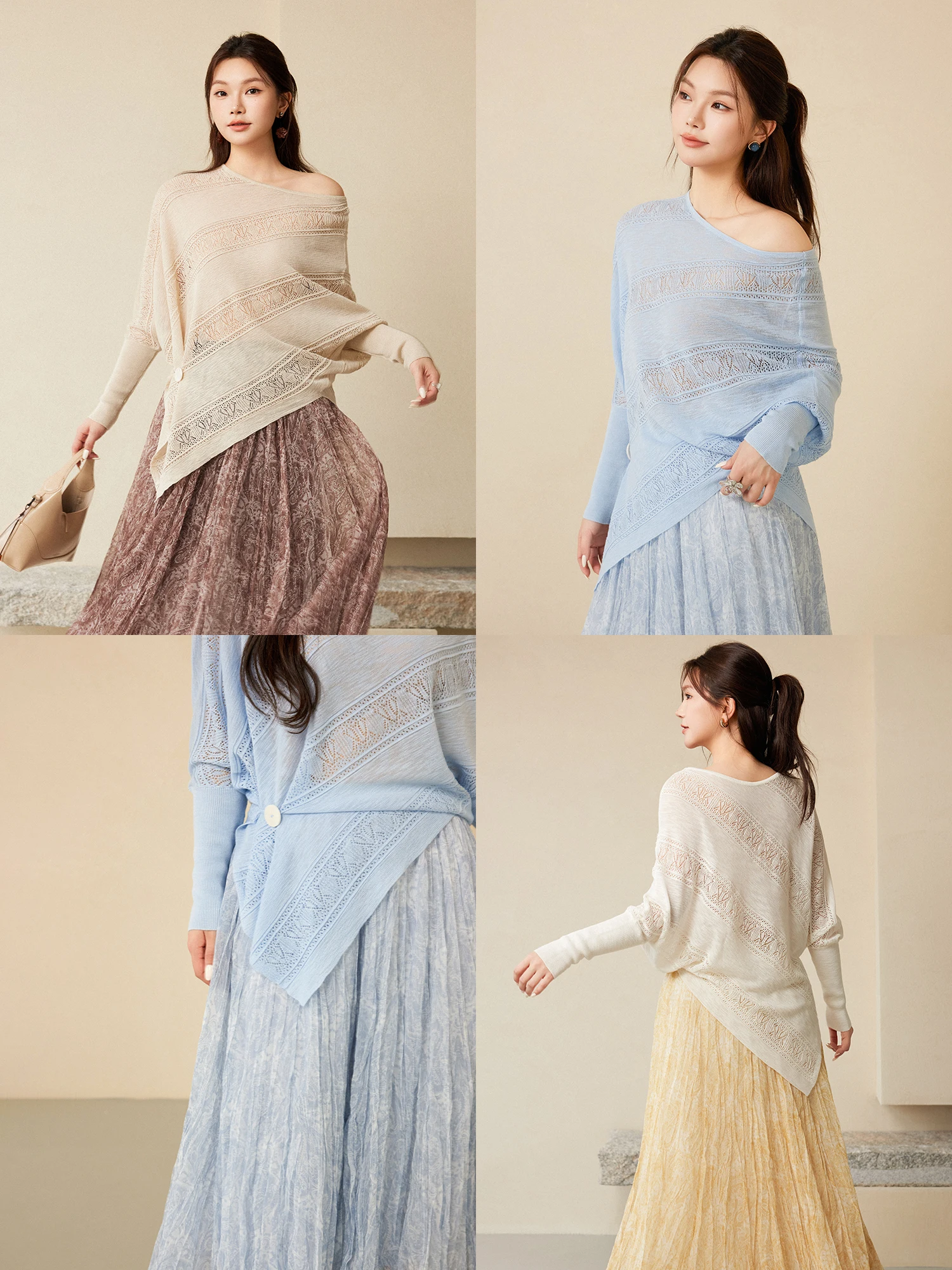 Loose Batwing Sleeve Knitted Sweater PlusMall Clear Quartet One-Shoulder Hollow out Pattern Casual Style Ladies Top
Loose Batwing Sleeve Knitted Sweater PlusMall Clear Quartet One-Shoulder Hollow out Pattern Casual Style Ladies Top