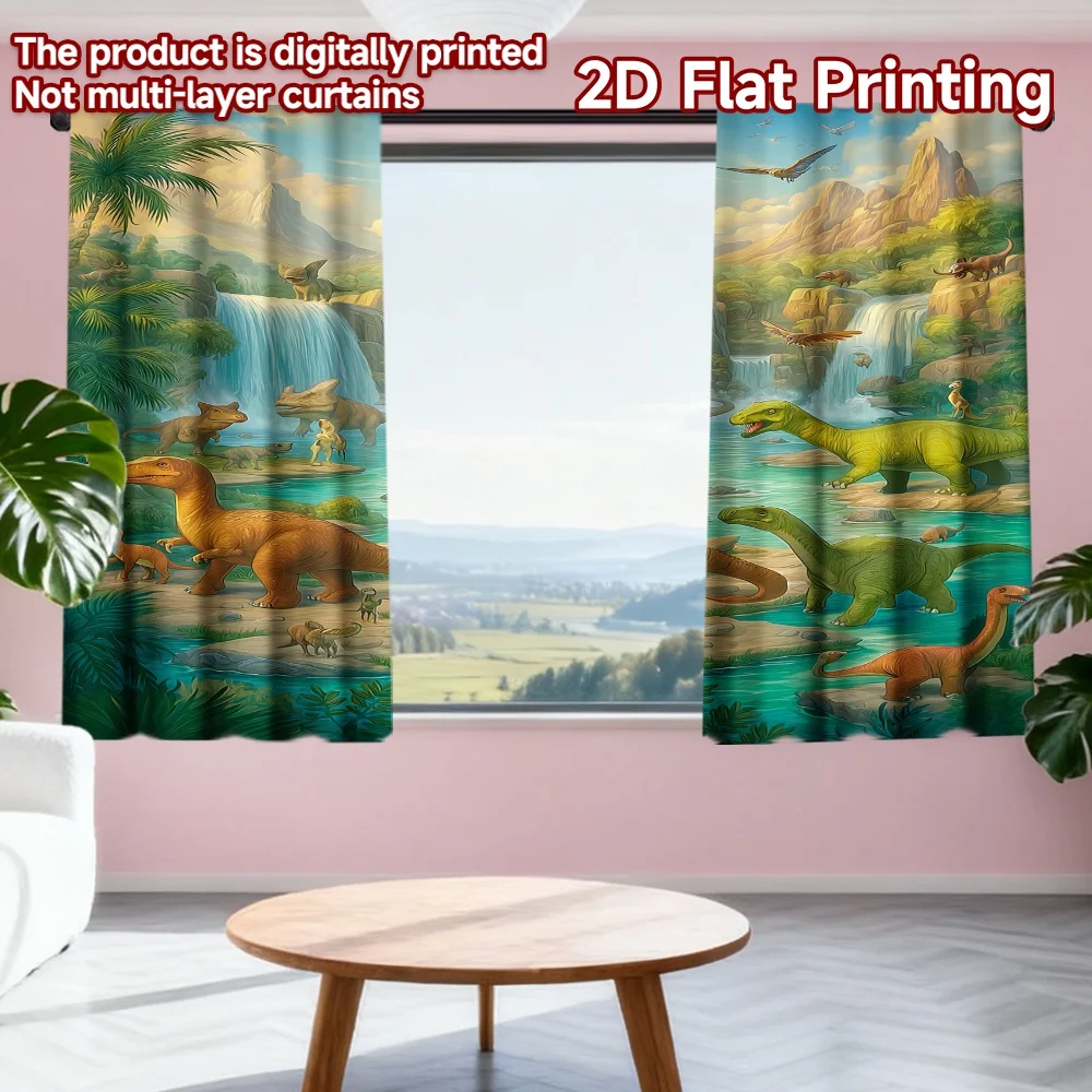 2D flat printing 2pcs Curtain Dinosaurs by the Waterfall Digital Printed Polyester Drapes Festive Curtains for Booths Studio
2D flat printing 2pcs Curtain Dinosaurs by the Waterfall Digital Printed Polyester Drapes Festive Curtains for Booths Studio