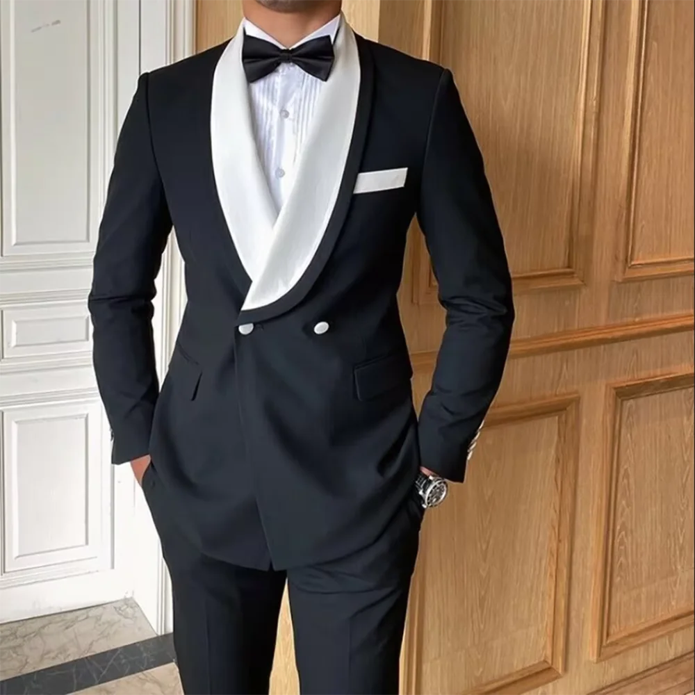Fashion Shawl Lapel Suits For Men Double Breasted Handsome Two Pieces Jacket Pants Formal Occasions Banquet Business Office
Fashion Shawl Lapel Suits For Men Double Breasted Handsome Two Pieces Jacket Pants Formal Occasions Banquet Business Office