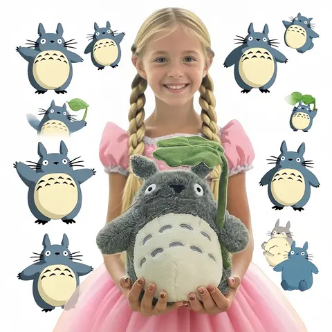 Cartoon Adorable lotus leaf Totoro Plush Toy Totoro Stuffed Doll Animal Totoro Plushies Throw Pillow Sofa Bed Room Decor Gift