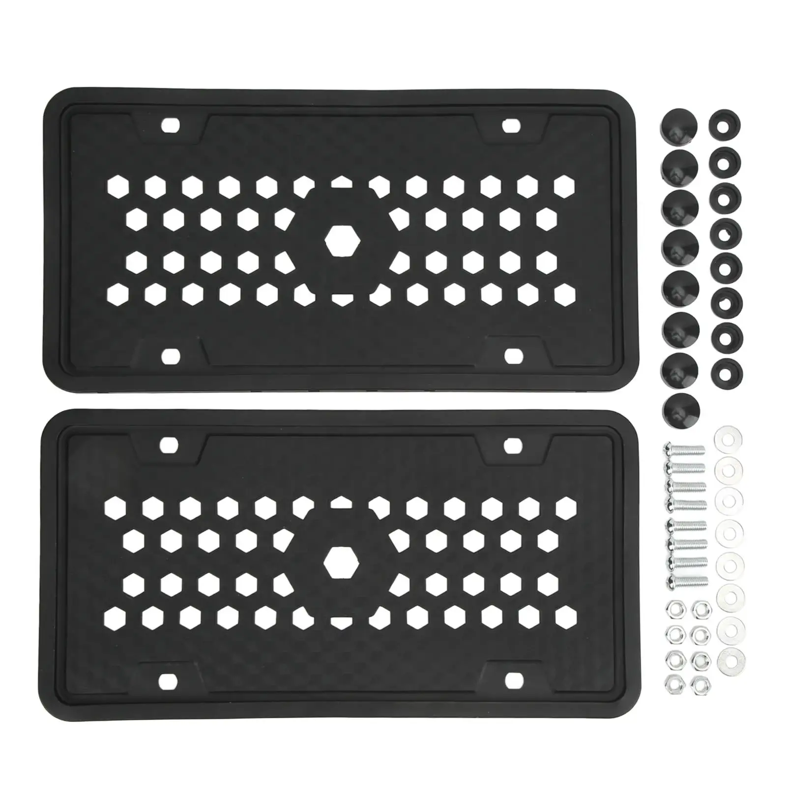 Silicone License Tag Holder Black Rustproof Slim Edge Frame for USA Models Flexible 305x155mm with Drain Hole
Silicone License Tag Holder Black Rustproof Slim Edge Frame for USA Models Flexible 305x155mm with Drain Hole