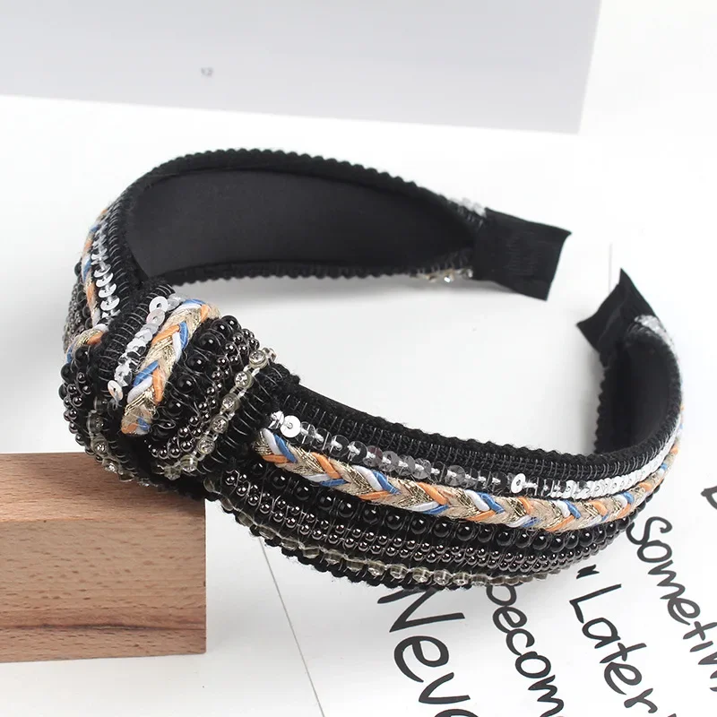 Boho Rhinestone Faux Pearl Knitted Headband Shiny Sequin Head Hoop Elegant Hair Accessories For Women Girls Wide Band
Boho Rhinestone Faux Pearl Knitted Headband Shiny Sequin Head Hoop Elegant Hair Accessories For Women Girls Wide Band