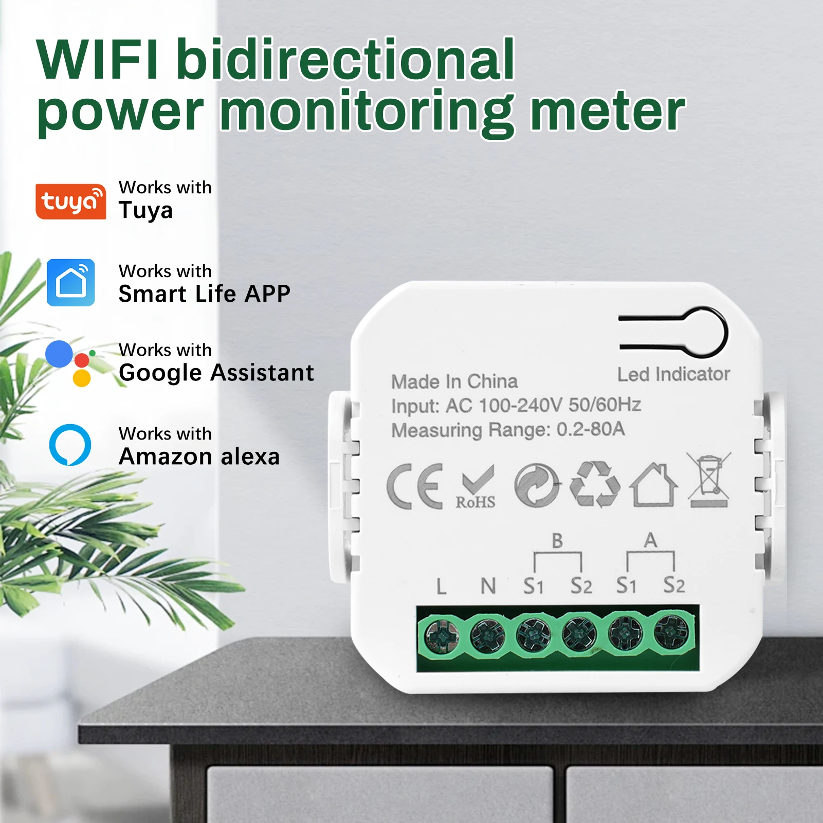 80A WiFi Smart Electricity Meter Tuya Smart App Controlled Bidirectional Energy Monitor Electricity Monitoring Meter Monitor 
80A WiFi Smart Electricity Meter Tuya Smart App Controlled Bidirectional Energy Monitor Electricity Monitoring Meter Monitor