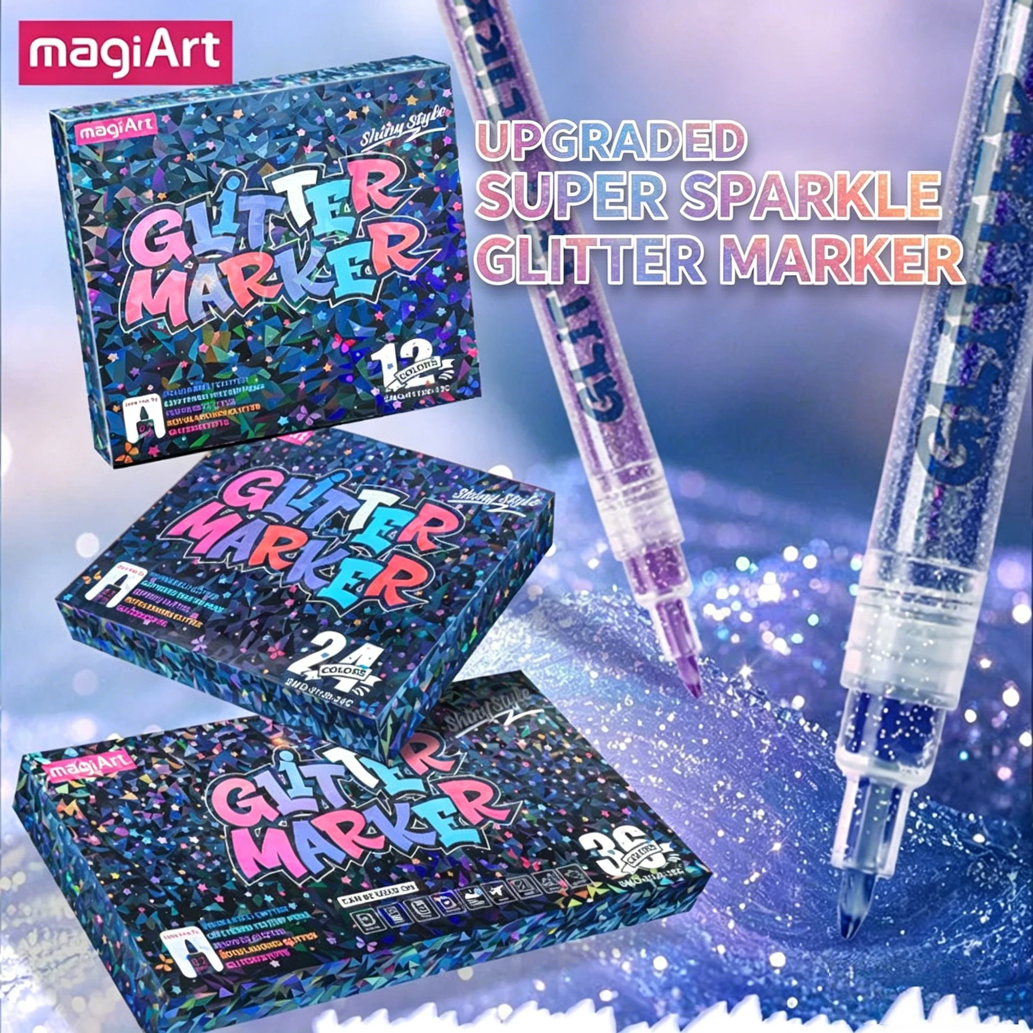 12-36 Colors Glitter Acrylic Markers, Vibrant Colors for Doodling & Card Making. Perfect for Adult DIY Crafts & Art Supplies
12-36 Colors Glitter Acrylic Markers, Vibrant Colors for Doodling & Card Making. Perfect for Adult DIY Crafts & Art Supplies