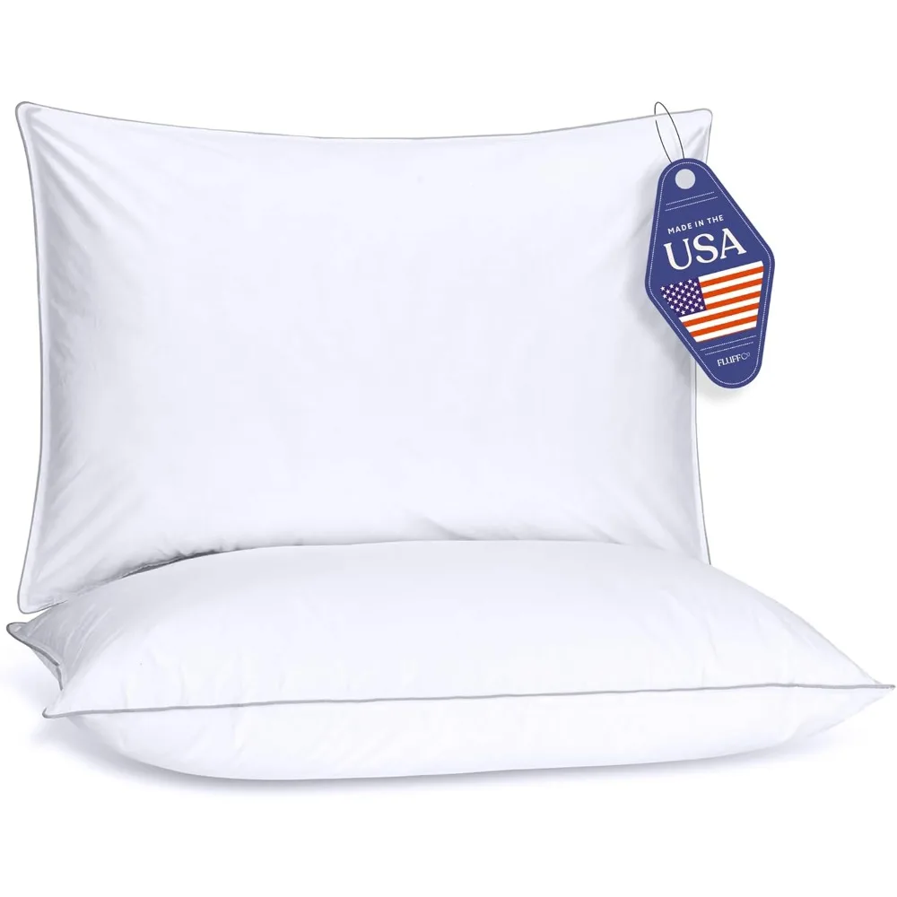Down Alternative Pillows Standard/Queen Size Set of 2 - Queen Bed Pillows for Sleeping - Made in USA - Cooling Surface
Down Alternative Pillows Standard/Queen Size Set of 2 - Queen Bed Pillows for Sleeping - Made in USA - Cooling Surface