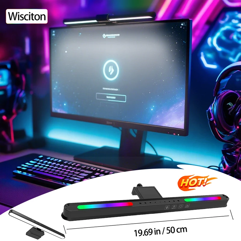 18cm-50cm RGB Led Computer Monitor Light Bar Music Rhythm Screen Hanging Light Dimming Atmosphere Night Lamp For Game/Study/Work
18cm-50cm RGB Led Computer Monitor Light Bar Music Rhythm Screen Hanging Light Dimming Atmosphere Night Lamp For Game/Study/Work
