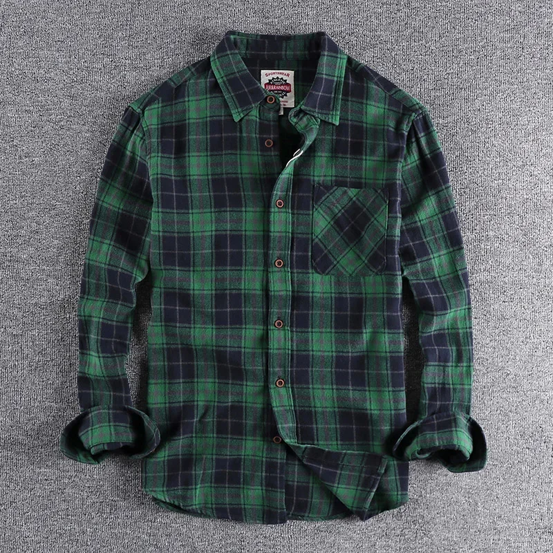 Spring New American Retro Men's Fashion 100% Cotton Plaid Youth Long-Sleeve Blouses Washed Old Brushed Fabric Casual Shirt
Spring New American Retro Men's Fashion 100% Cotton Plaid Youth Long-Sleeve Blouses Washed Old Brushed Fabric Casual Shirt