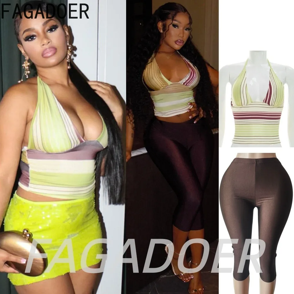 FAGADOER Fashion Bodycon Shorts Sets Hot Girl Striped Patchwork Lace-up Halter Crop Top and Shorts Outfits Streetwear Suits 2026
FAGADOER Fashion Bodycon Shorts Sets Hot Girl Striped Patchwork Lace-up Halter Crop Top and Shorts Outfits Streetwear Suits 2026