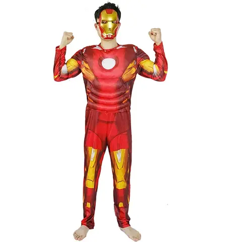 ※❉❥Adult Superhero Costume Set Hulk Iron Man Captain America Thor Cosplay Muscle Jumpsuit Halloween Carnival Party Dress for ❦❧❃