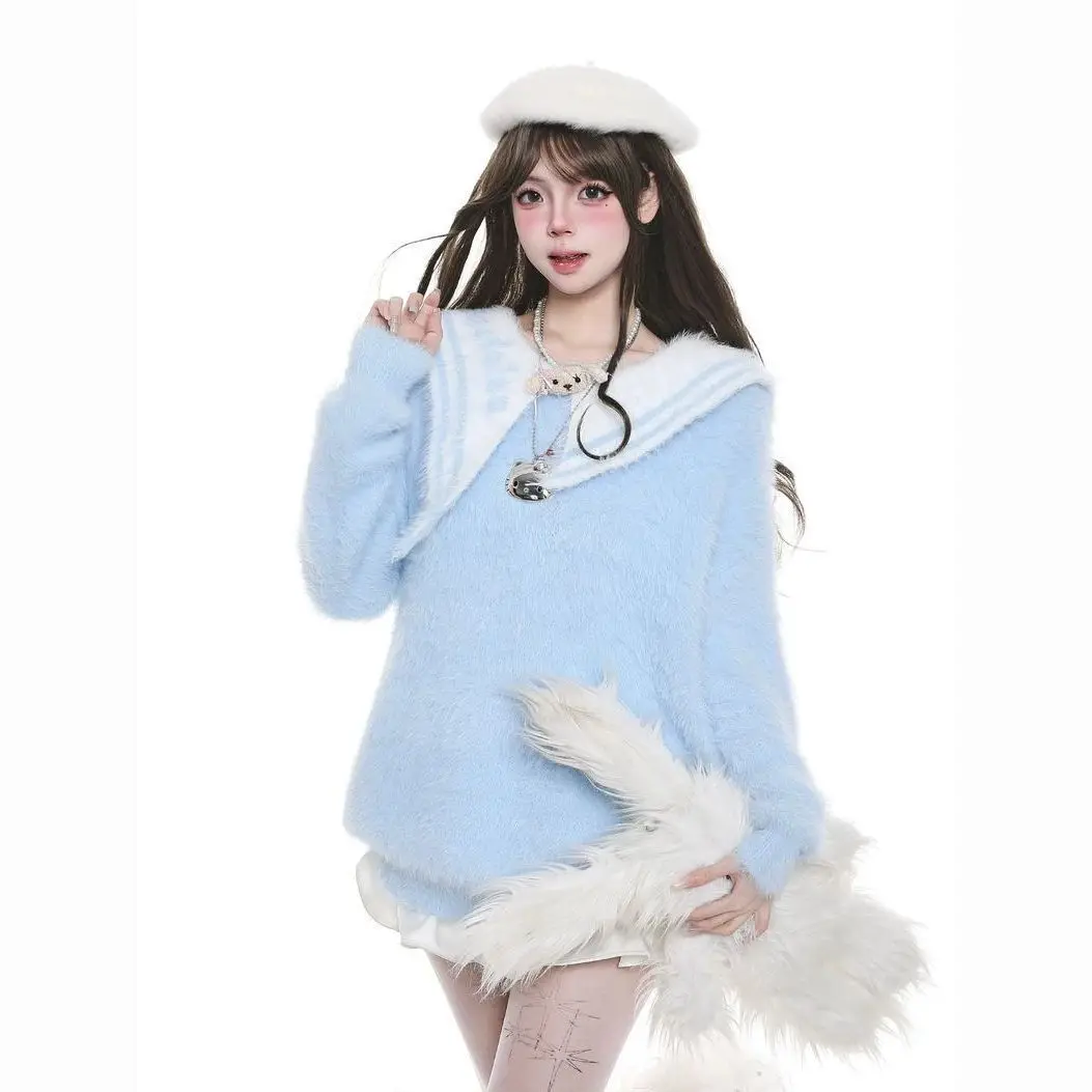 Japan Korean College Style Navy Collar Sweater For Women Autumn New Mink Hair Loose Warm Sweater
Japan Korean College Style Navy Collar Sweater For Women Autumn New Mink Hair Loose Warm Sweater