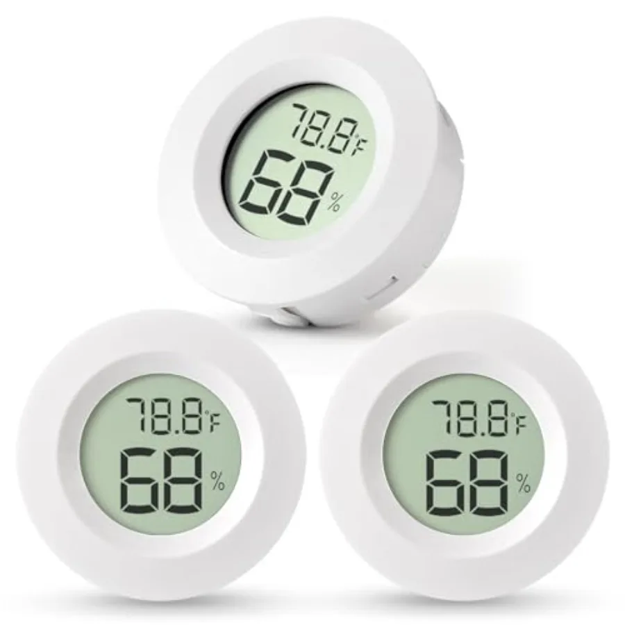 3-Pack Mini Hygrometer and Thermometer, Indoor Outdoor Digital Humidity Meter Gauge Temperature, ℉/℃, for Home, Office, Reptile
3-Pack Mini Hygrometer and Thermometer, Indoor Outdoor Digital Humidity Meter Gauge Temperature, ℉/℃, for Home, Office, Reptile