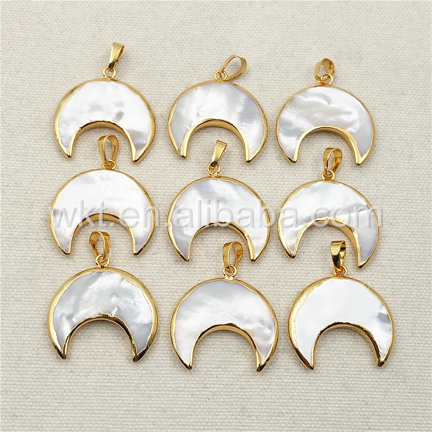 WT-P1028 Natural Mother Of Pearl Cresecent Pendant Moon Shape With Gold Plated Metal Material Design Jewelry 
WT-P1028 Natural Mother Of Pearl Cresecent Pendant Moon Shape With Gold Plated Metal Material Design Jewelry