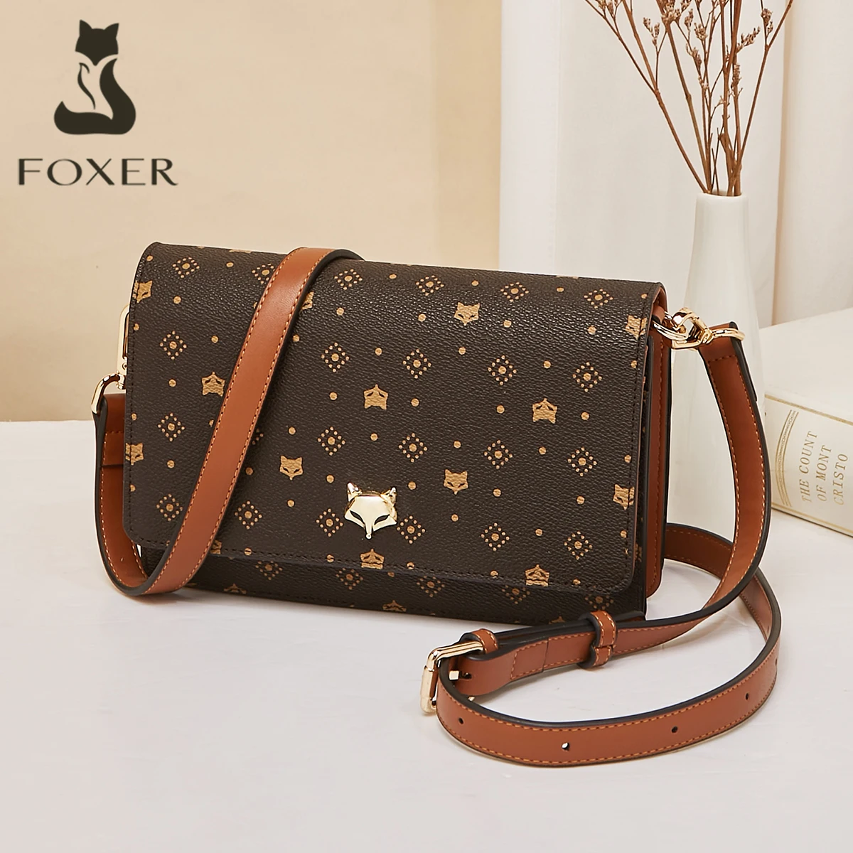 FOXER Women's Shoulder Bag PVC Leather Chic Cellphone Bag Large Capacity Vintage Lady Crossbody Purse Girl's Small Square Bag
FOXER Women's Shoulder Bag PVC Leather Chic Cellphone Bag Large Capacity Vintage Lady Crossbody Purse Girl's Small Square Bag