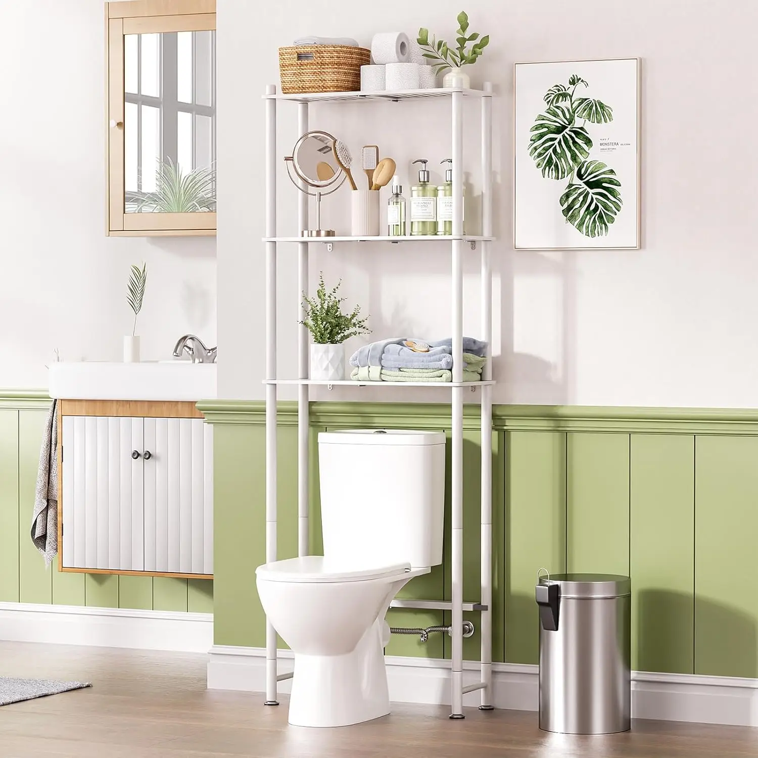 Over The Toilet Storage Bamboo, Bathroom Over Toilet Organizer Rack, 3-Tier Over Toilet Shelf, Space Saver, White
Over The Toilet Storage Bamboo, Bathroom Over Toilet Organizer Rack, 3-Tier Over Toilet Shelf, Space Saver, White