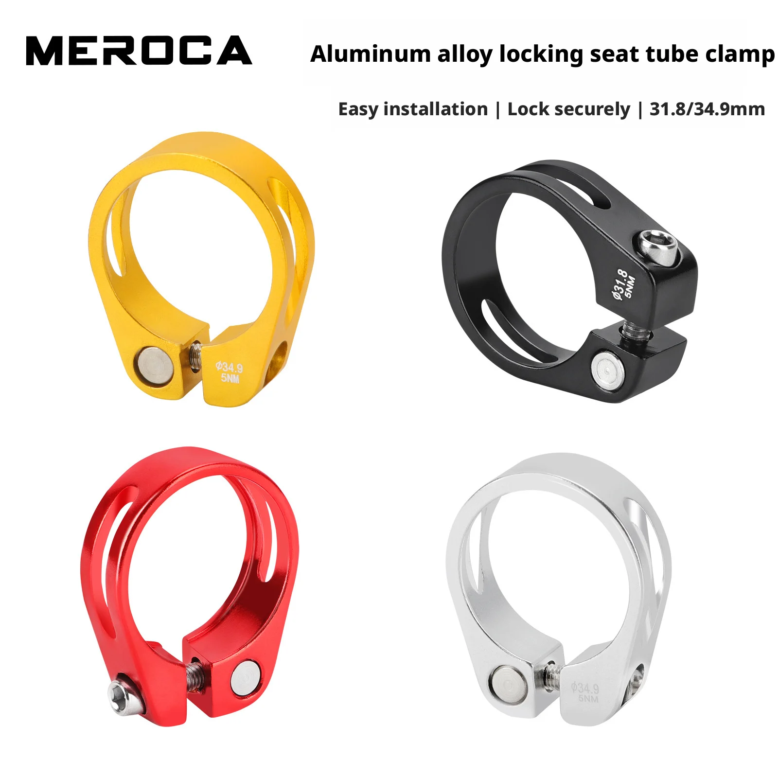 MEROCA Bicycle Locking Seat Tube Clamp 31.8/34.9mm Caliber MTB Road Bike Aluminum Alloy Seat Post Clamp Bicycle Accessories 30.4
MEROCA Bicycle Locking Seat Tube Clamp 31.8/34.9mm Caliber MTB Road Bike Aluminum Alloy Seat Post Clamp Bicycle Accessories 30.4