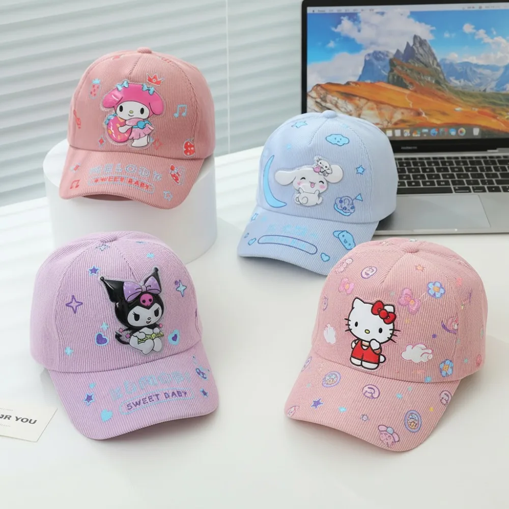 Sanrio Kuromi My Melody Регулируемая детская вельветовая бейсболка с рисунком Cinnamoroll, ветрозащитная шляпа в виде утконоса, весенняя уличная шляпа, подарок
Sanrio Kuromi My Melody Регулируемая детская вельветовая бейсболка с рисунком Cinnamoroll, ветрозащитная шляпа в виде утконоса, весенняя уличная шляпа, подарок