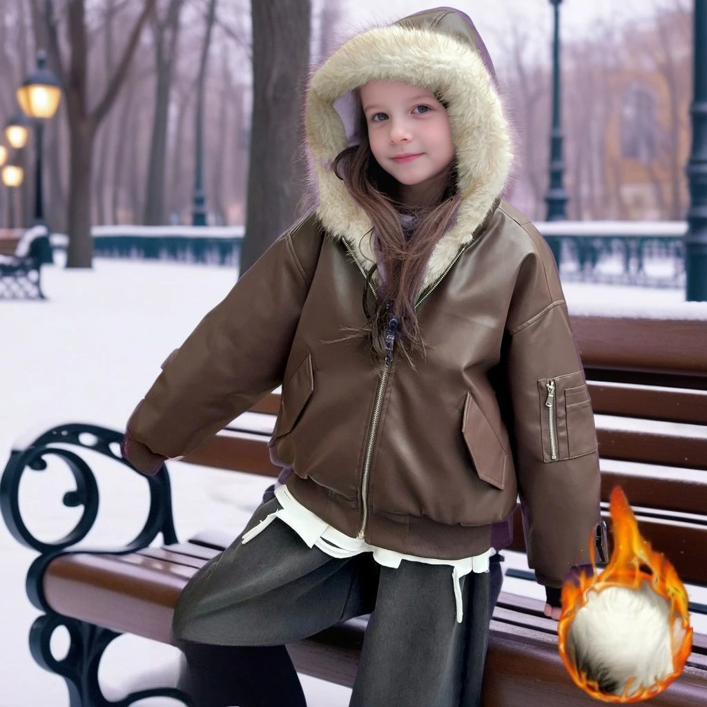 Куртка из искусственной кожи для девочек, зимнее модное пальто в байкерском стиле с капюшоном для детей, теплая толстая верхняя одежда из искусственной кожи, повседневная одежда для подростков
Куртка из искусственной кожи для девочек, зимнее модное пальто в байкерском стиле с капюшоном для детей, теплая толстая верхняя одежда из искусственной кожи, повседневная одежда для подростков