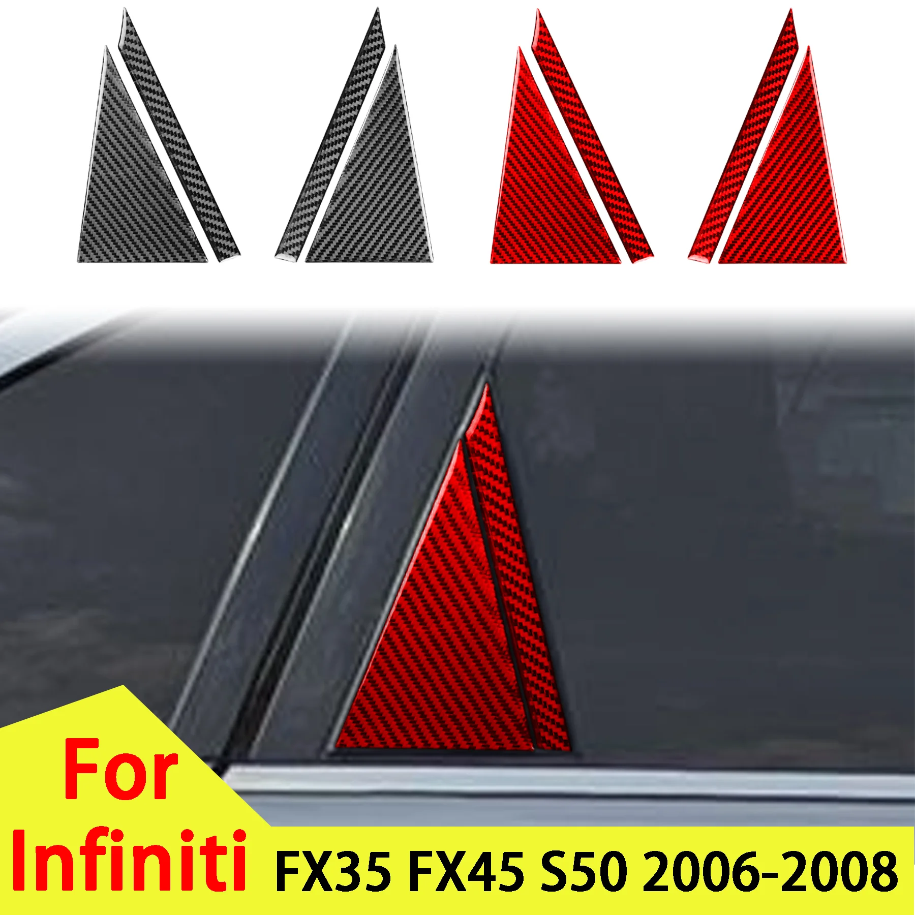 Soft Carbon Fiber Car Rear Window C-pillar Triangle Panel Decor For Infiniti FX35 FX45 S50 2006-2008 Exterior Accessory Stickers
Soft Carbon Fiber Car Rear Window C-pillar Triangle Panel Decor For Infiniti FX35 FX45 S50 2006-2008 Exterior Accessory Stickers