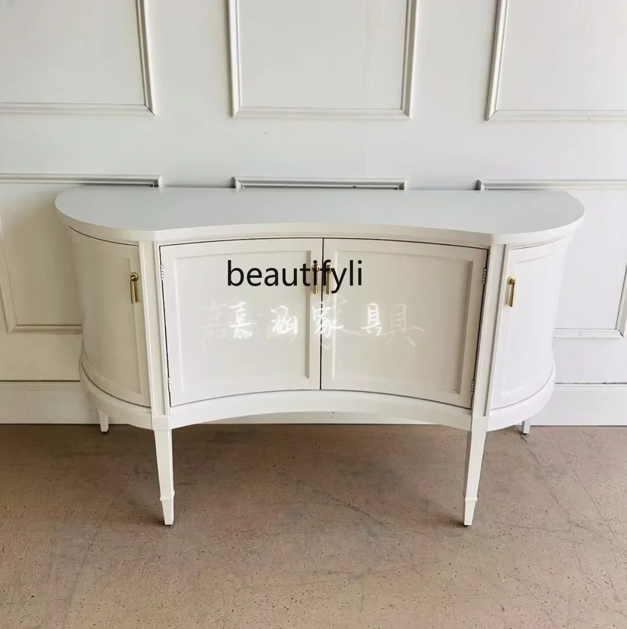 Modern solid wood foyer cabinet, curved entrance cabinet, four doors for storage and storage, and home dining side cabinet.
Modern solid wood foyer cabinet, curved entrance cabinet, four doors for storage and storage, and home dining side cabinet.