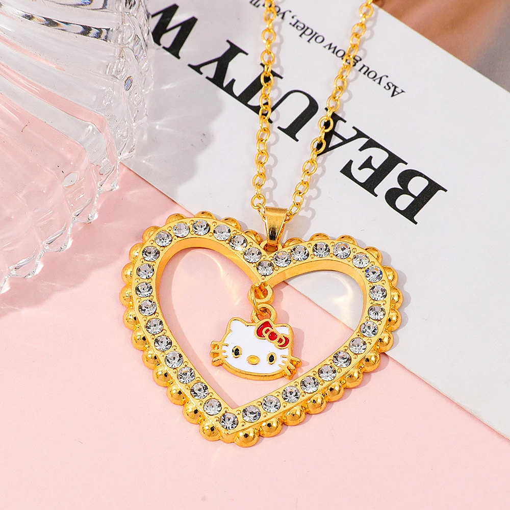 Cute Sweet Hello Kitty Necklace Heart-Shaped Diamond Inlaid Hollow Pendant Jewelry Accessory for Students Small Gift
Cute Sweet Hello Kitty Necklace Heart-Shaped Diamond Inlaid Hollow Pendant Jewelry Accessory for Students Small Gift