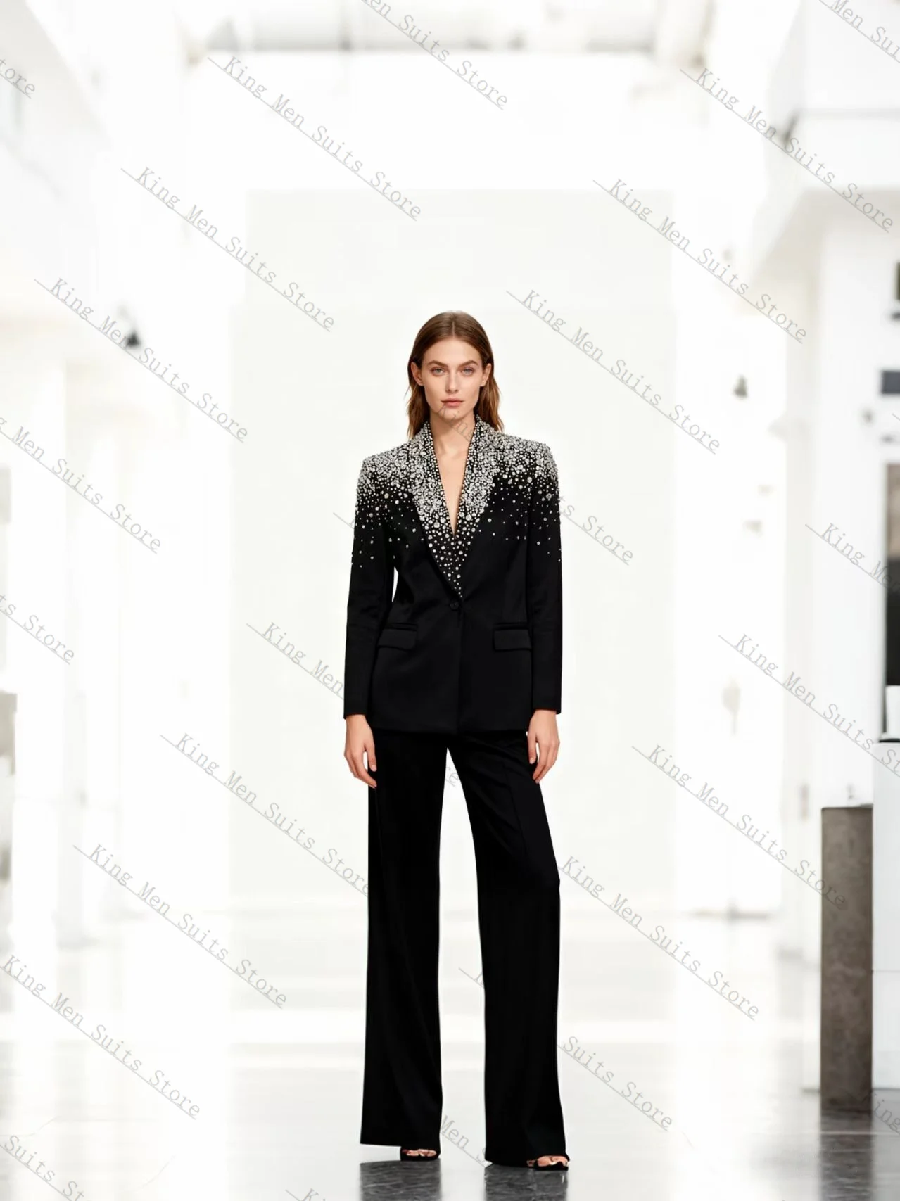 Luxury Black Women Suit Set 2 Pcs Blazer+Pants Trousers Crystal Cotton Customized Formal Guest Wedding Tuxedos Party Coat Jacket
Luxury Black Women Suit Set 2 Pcs Blazer+Pants Trousers Crystal Cotton Customized Formal Guest Wedding Tuxedos Party Coat Jacket