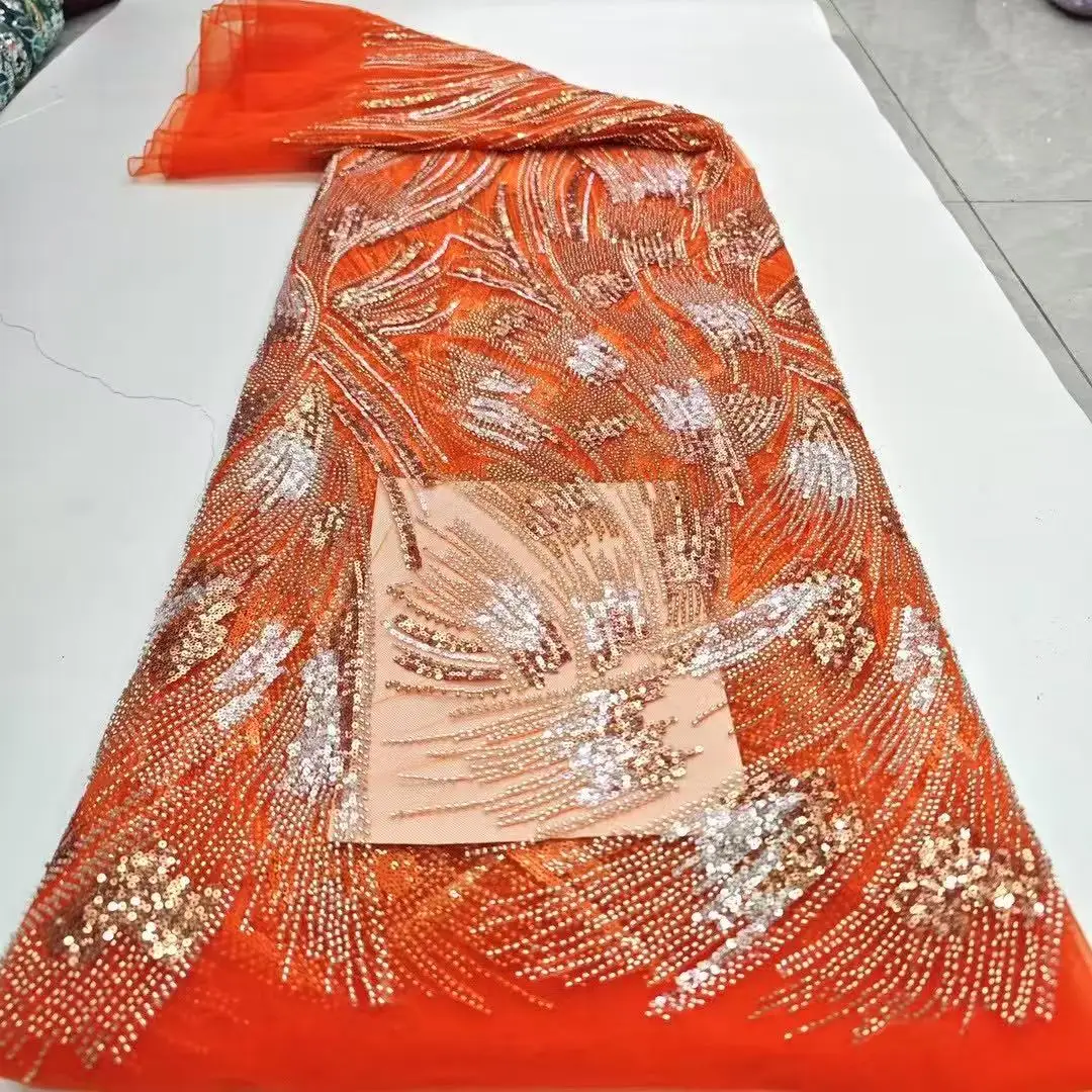 Heavy Beaded Lace Fabric for Wedding Party Dress Sewing, African Sequins Groom, Orange, French, Nigerian, High Quality, 2025
Heavy Beaded Lace Fabric for Wedding Party Dress Sewing, African Sequins Groom, Orange, French, Nigerian, High Quality, 2025