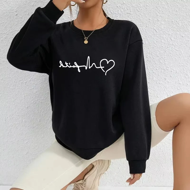 Korean Style Womens Sweatshirts Printing O Neck Tops Casual Daily Outdoors Sports Jogging Pullover Long Sleeves Woman Clothing
Korean Style Womens Sweatshirts Printing O Neck Tops Casual Daily Outdoors Sports Jogging Pullover Long Sleeves Woman Clothing