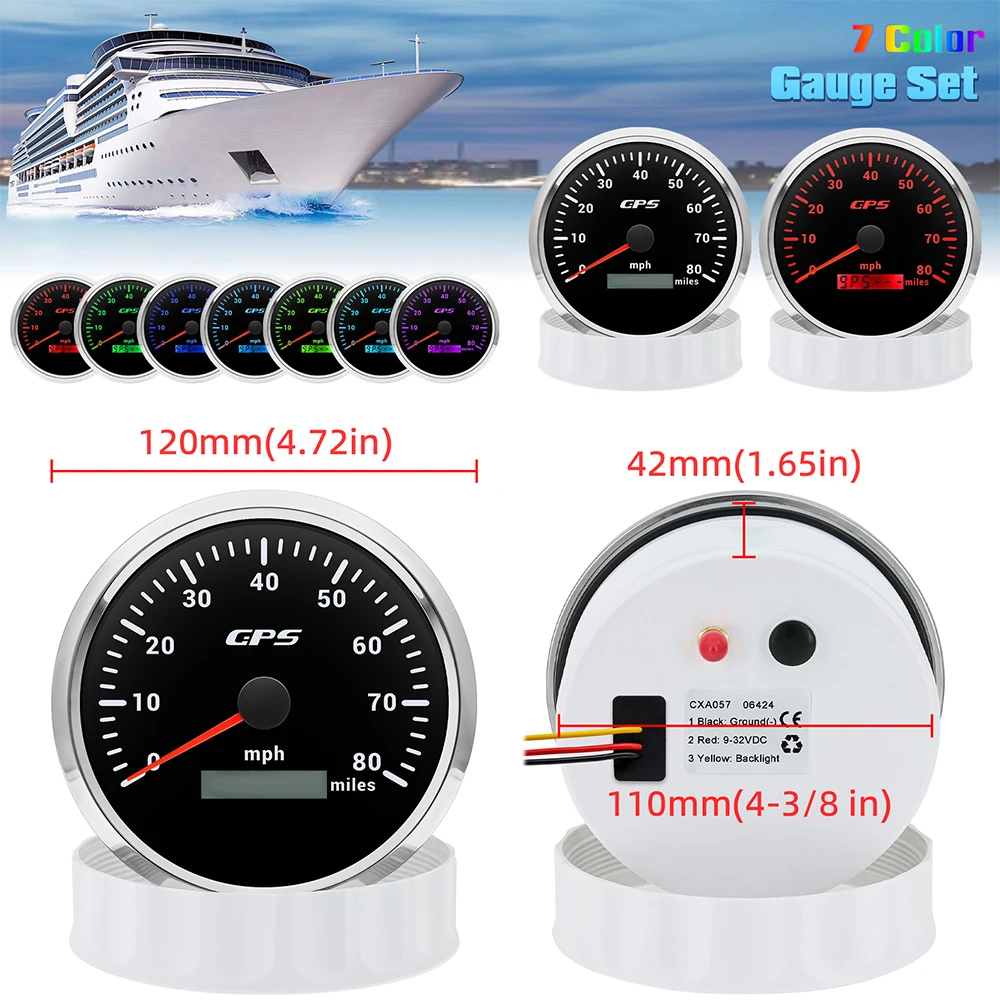 80MPH/120MPH/160MBoat Motorcycle Speedometer Waterproof 110MM Car Speed Meter 7 Color BackLight for Auto Car Marine Boat 12V 24V
80MPH/120MPH/160MBoat Motorcycle Speedometer Waterproof 110MM Car Speed Meter 7 Color BackLight for Auto Car Marine Boat 12V 24V