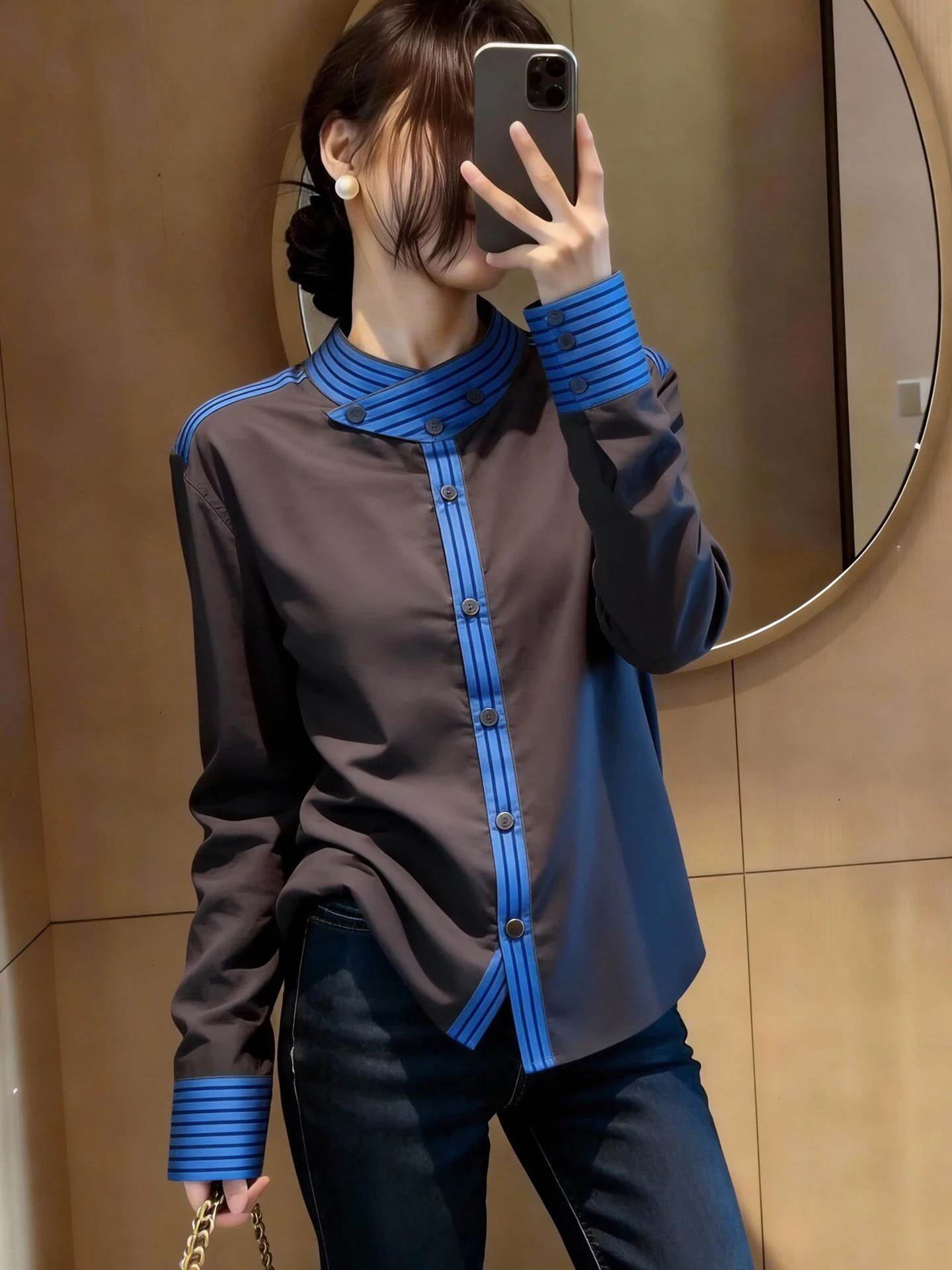 Korean Style Commute Fashion Color Block Design Shirt Spring Collection Elegant Unique Ageless Long Sleeve Women's Blouse
Korean Style Commute Fashion Color Block Design Shirt Spring Collection Elegant Unique Ageless Long Sleeve Women's Blouse