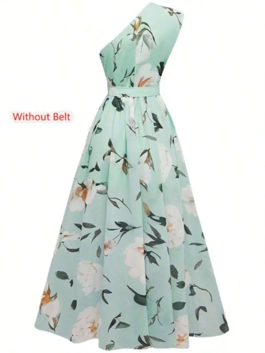 Womens One Shoulder Floral Print A-Line Dress Sleeveless Mint Green Without Belt Summer Vacation
Womens One Shoulder Floral Print A-Line Dress Sleeveless Mint Green Without Belt Summer Vacation