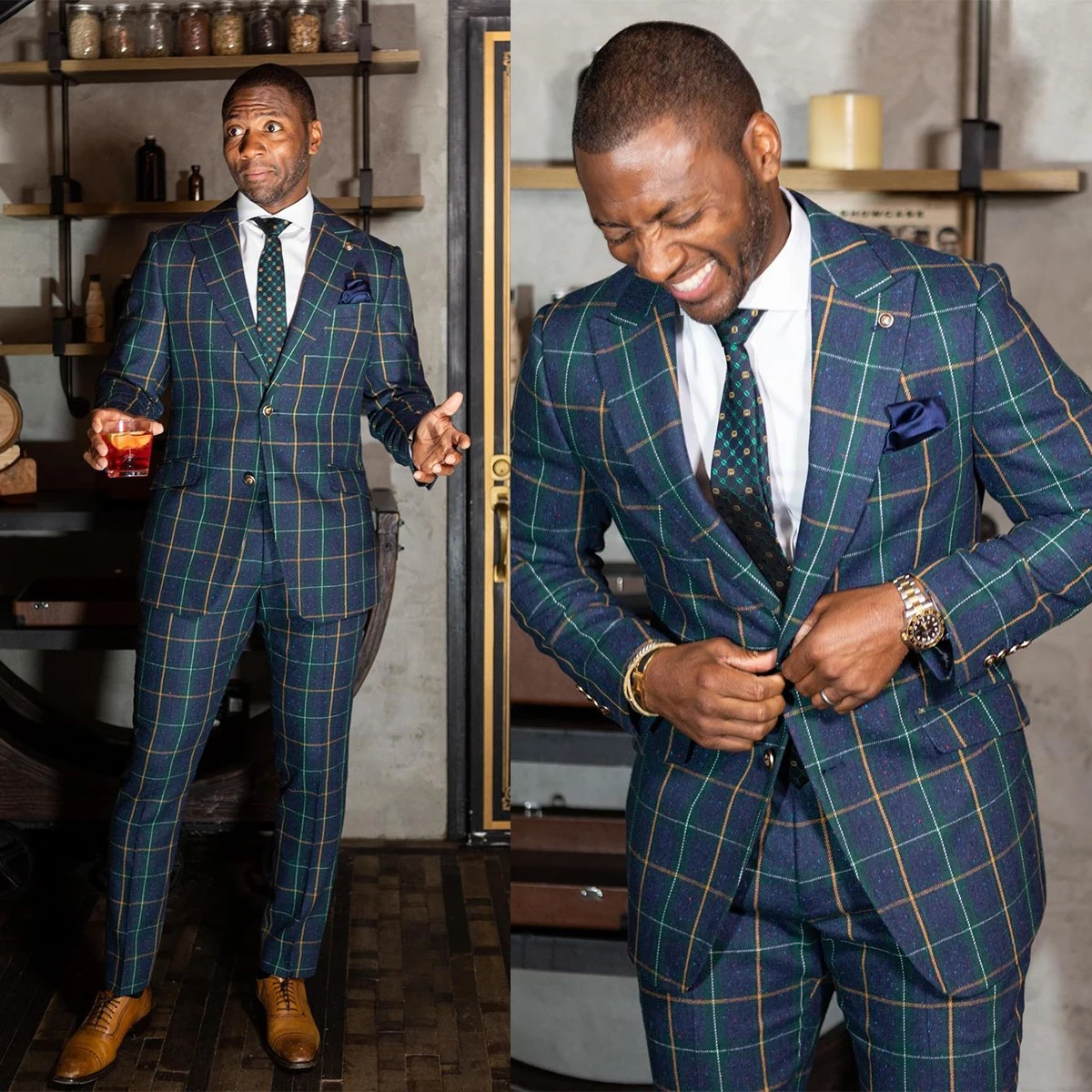 Navy Men's Suits Tailored 2 Pieces Blazer Pants Single Breasted Peaked Lapel Plaid Stripes Colorful Formal Custom Made Plus Size
Navy Men's Suits Tailored 2 Pieces Blazer Pants Single Breasted Peaked Lapel Plaid Stripes Colorful Formal Custom Made Plus Size