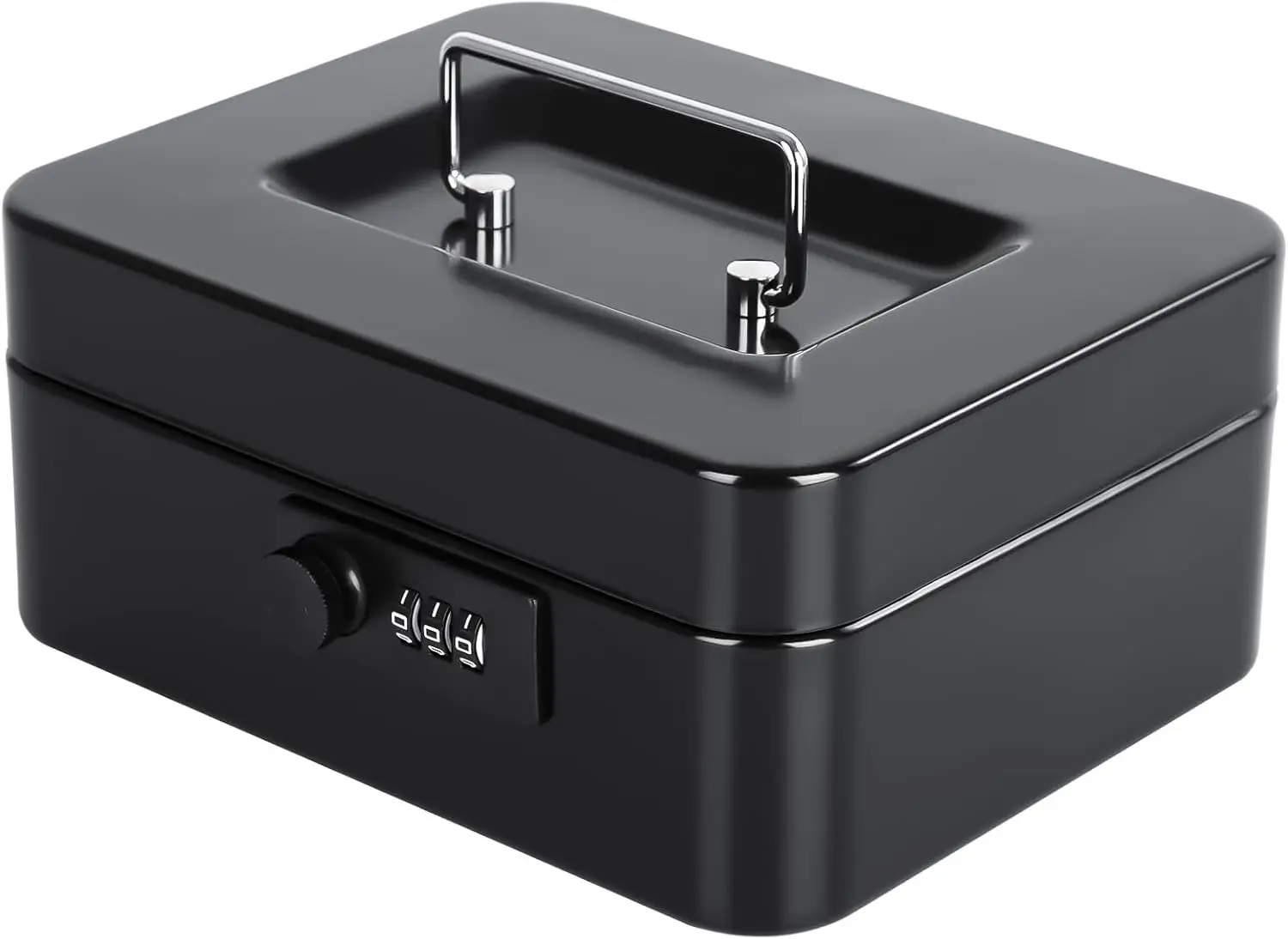 Cash Box with Combination Lock, Metal Money Box with Removable Tray, 7.87"x6.30"x3.35", Black
Cash Box with Combination Lock, Metal Money Box with Removable Tray, 7.87"x6.30"x3.35", Black