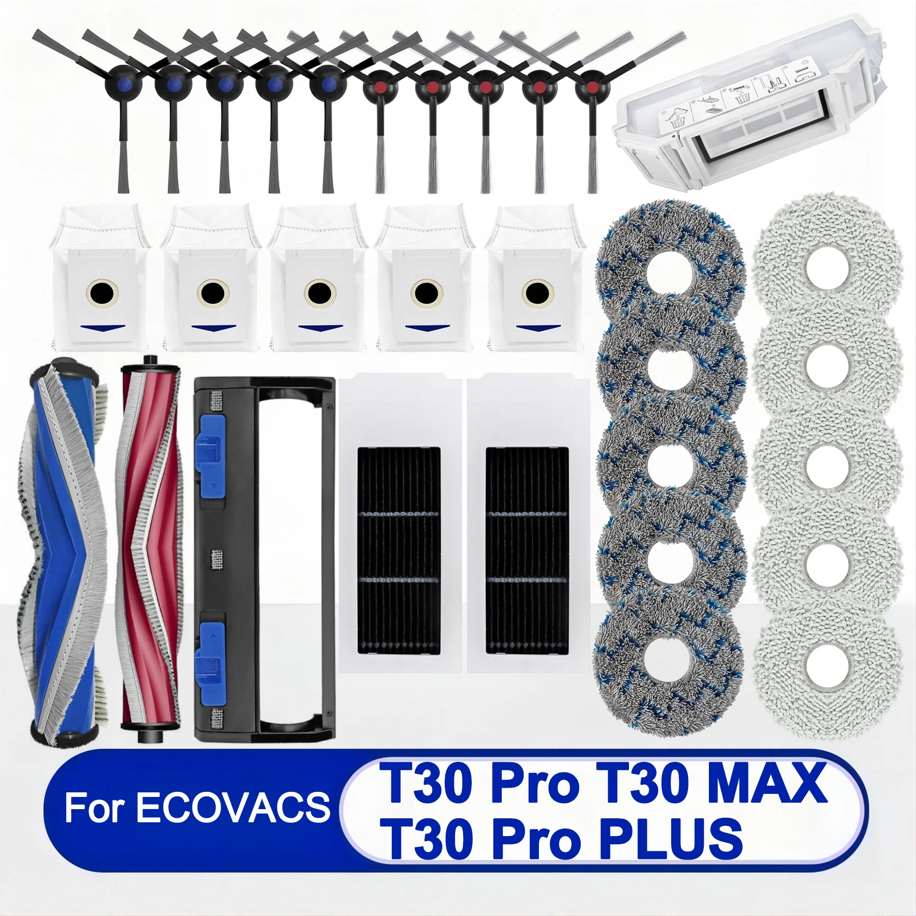 Ecovacs Debot T30 Pro Omni,T30 OMNI,YEEDI M12 ULTRA PLUS,M12 Pro+ Parts:Roller Side Brush Hepa Filter Dust Bag Mop Cloth Bracket
Ecovacs Debot T30 Pro Omni,T30 OMNI,YEEDI M12 ULTRA PLUS,M12 Pro+ Parts:Roller Side Brush Hepa Filter Dust Bag Mop Cloth Bracket