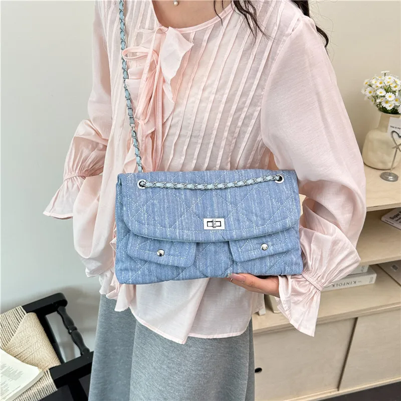 Korean Brand Shoulder Bag 2026 New Denim Side Bags for Women Ladies Crossbody Solid Fashion Chain Luxury Designer Korean Hasp
Korean Brand Shoulder Bag 2026 New Denim Side Bags for Women Ladies Crossbody Solid Fashion Chain Luxury Designer Korean Hasp